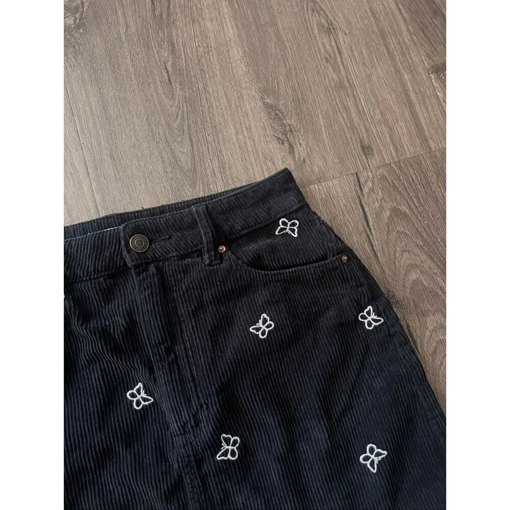 PacSun Embroidered Butterfly Cotton Corduroy Skirt size 27